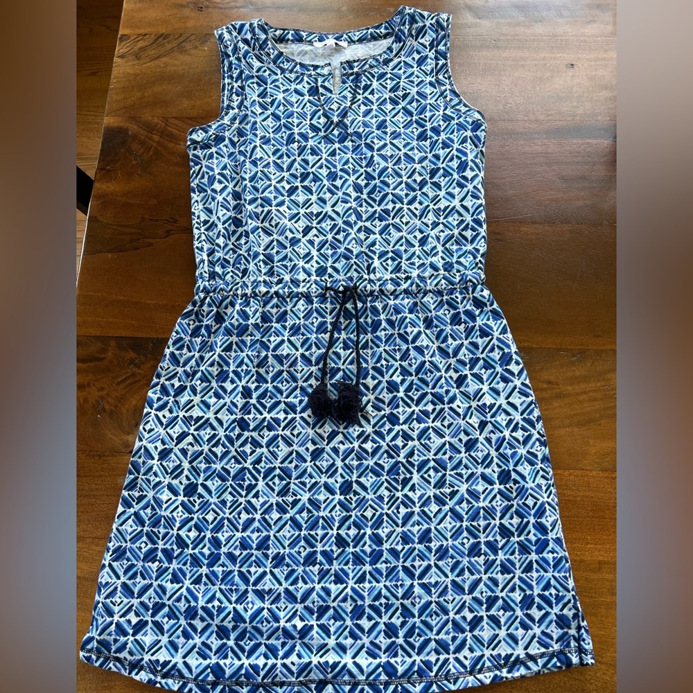 Talbots Blue and White Geometric Dress
